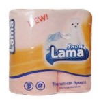 Бумага туалетная, 4 шт 17.5 м Лама двухслойная 140 листов лист 12.5смx9.5см персиковая рулон