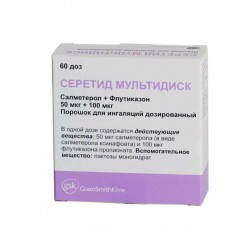Серетид Мультидиск, пор. д/ингал. дозир. 50 мкг+0.1 мг/доза 60 доз №1