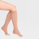 Гольфы компрессионные, Luomma (Люомма) р.  L (IV) арт. ID-230 нормал (35-39 см) Идеалиста 1 класс компрессии с резинкой на силиконовой основе и открытым носком карамель