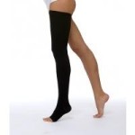 Чулок компрессионный кругловязаный, р. 6 ЧККВ ЦК до бедра 3 класс компрессии с открытым мыском черный