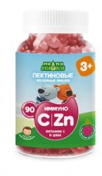 Иммуно витамин С и цинк, Ми-ми-мишки паст. жев. 2 г №90 пектиновые желейные мишки с 3 лет (БАД) виноград